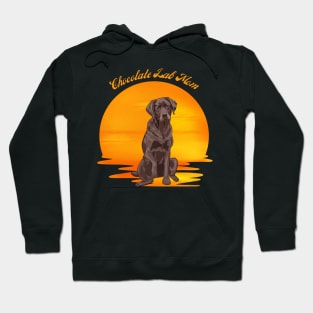 Retro Sunset Chocolate Lab Mom Hoodie